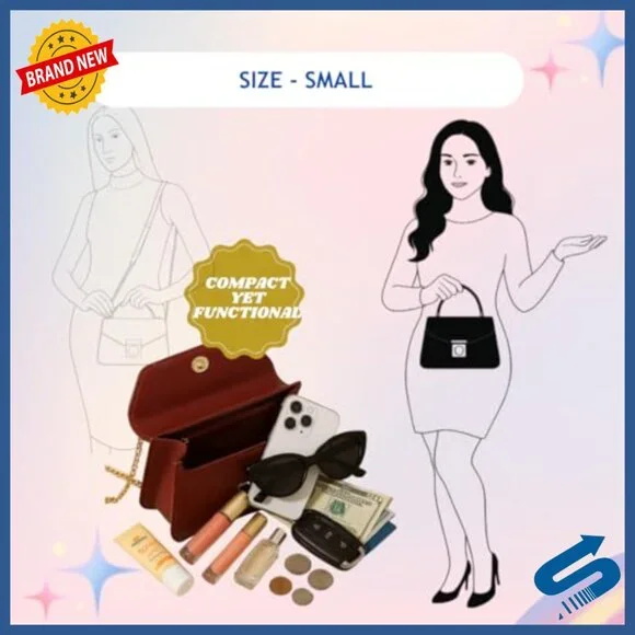 Vegan Leather Satchel Crossbody Bag with Adjustable Strap - Picture 5 of 7